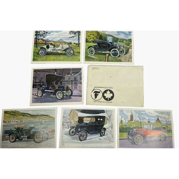Firestone Vtg 1970s Six-Piece 11x15 Classic Cars Art Prints Set Canada 50th Anni - Picture 1 of 9